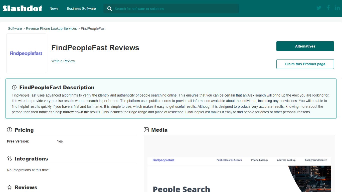 FindPeopleFast Reviews - 2022 - Slashdot